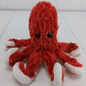 Petting Zoo Red Orange Octopus Plush 9" Stuffed Animal 2019 Blue Eyes